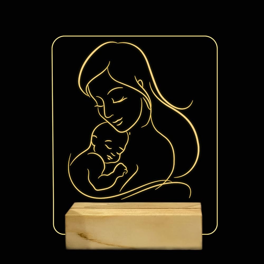 StarLaser 3D Illusion(Customisable) Mother Love lamp Gift for mom Birthday Warm White Light with 12V 1amp Power Adapter